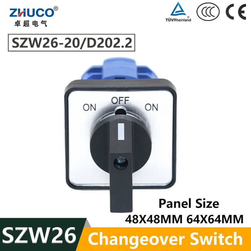 ZHUCO SZW26/LW26-20 20A ON OFF ON 2 Poles Motor Forward Reverse Dual Power Switching Silver Contact Transfer Changeover Switch
ZHUCO SZW26/LW26-20 20A ON OFF ON 2 Poles Motor Forward Reverse Dual Power Switching Silver Contact Transfer Changeover Switch