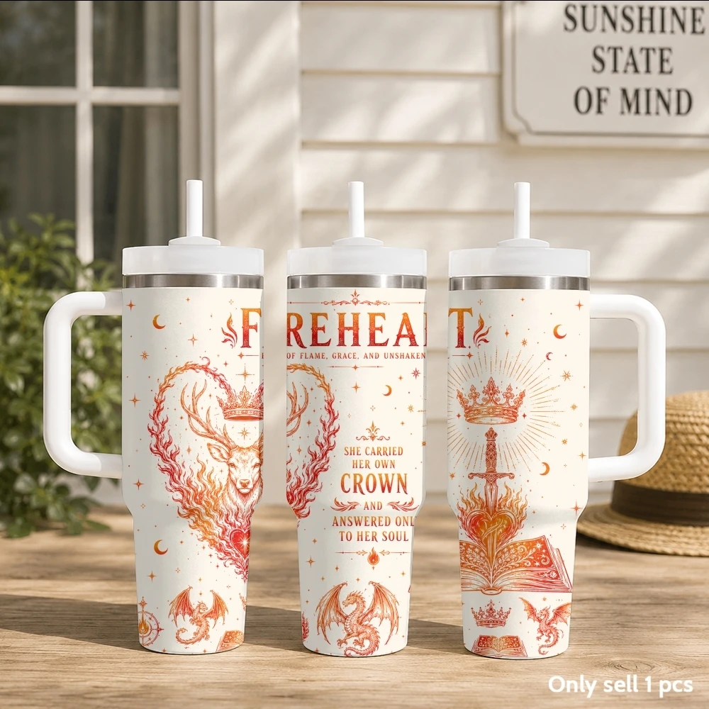 Crowned Ember Fantasy Vacuum Flasks 40oz Portable Stainless Steel Tumbler with Handle Straw Double Wall Insulated Leakproof Mug
Crowned Ember Fantasy Vacuum Flasks 40oz Portable Stainless Steel Tumbler with Handle Straw Double Wall Insulated Leakproof Mug