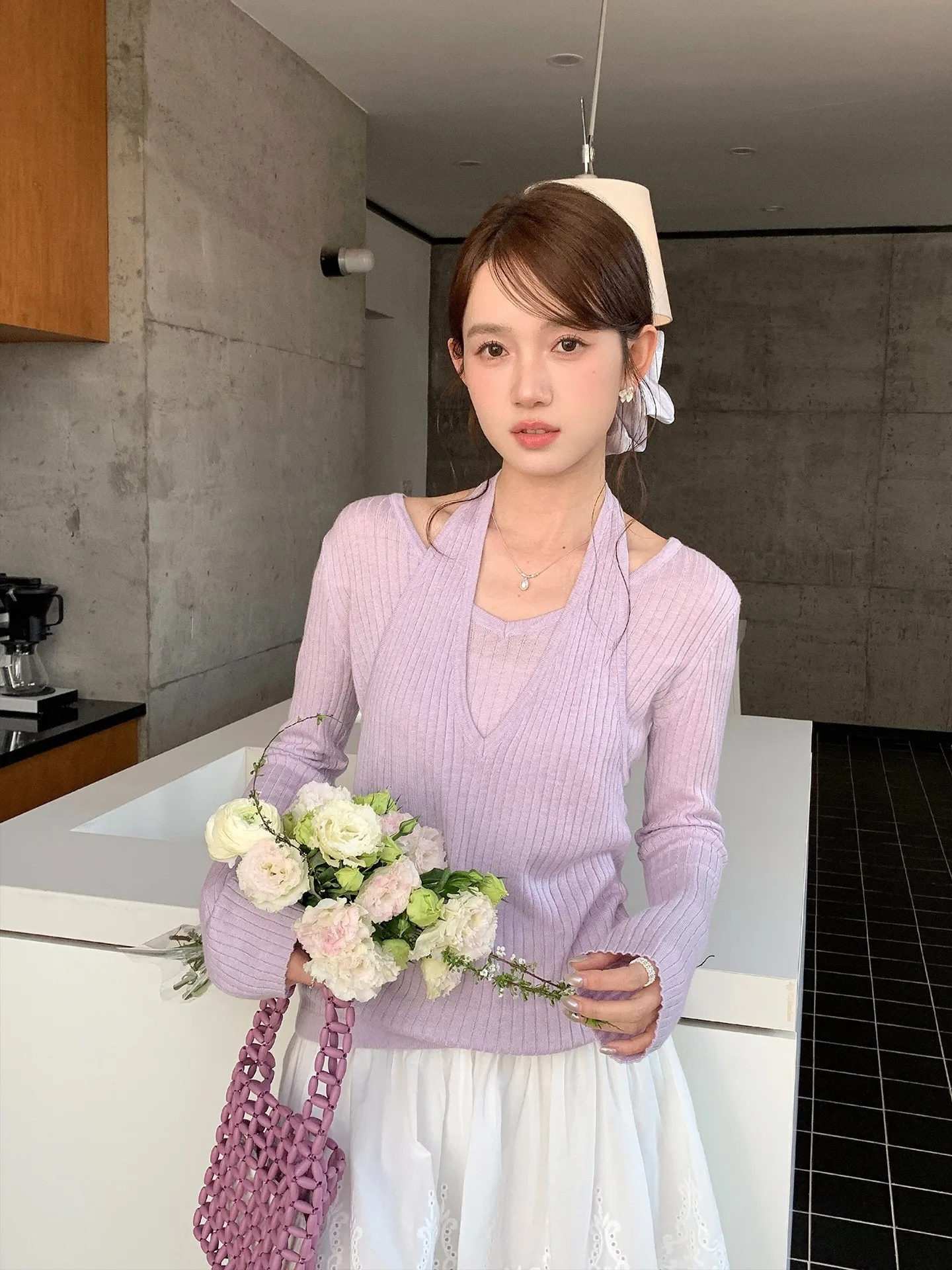 Spring Women's Clothing Halter Neck Faux Two Piece Knit Top Slim Fit Casual Korean Style Sweater Acrylic Wool Long Sleeve
Spring Women's Clothing Halter Neck Faux Two Piece Knit Top Slim Fit Casual Korean Style Sweater Acrylic Wool Long Sleeve