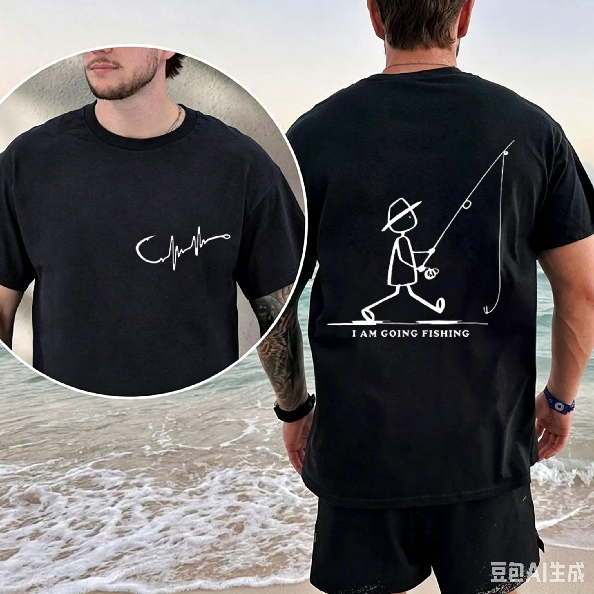 Men's Fishing Graphic T-shirt Black with Fisherman Front Back Printed T-shirt Summer T-shirt Fishing Trip Personality Men
Men's Fishing Graphic T-shirt Black with Fisherman Front Back Printed T-shirt Summer T-shirt Fishing Trip Personality Men