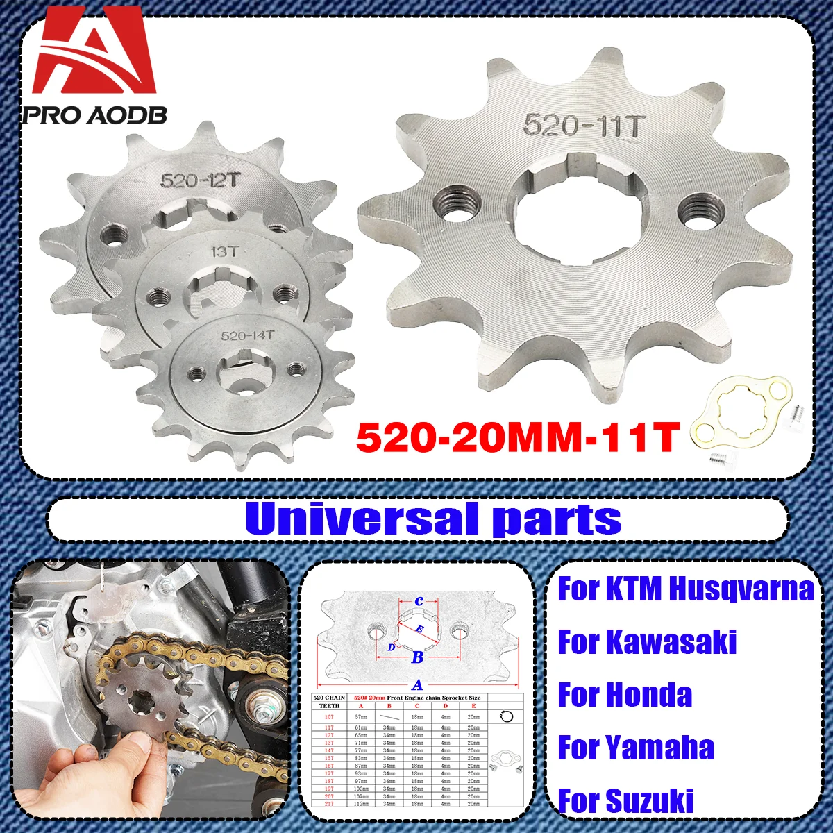 520# Chain 20mm Front Engine Sprocket 10T - 21T For Loncin Zongshen Lifan Shineray 150 200 250cc Off-road Bicycle ATV Dirt Bike
520# Chain 20mm Front Engine Sprocket 10T - 21T For Loncin Zongshen Lifan Shineray 150 200 250cc Off-road Bicycle ATV Dirt Bike