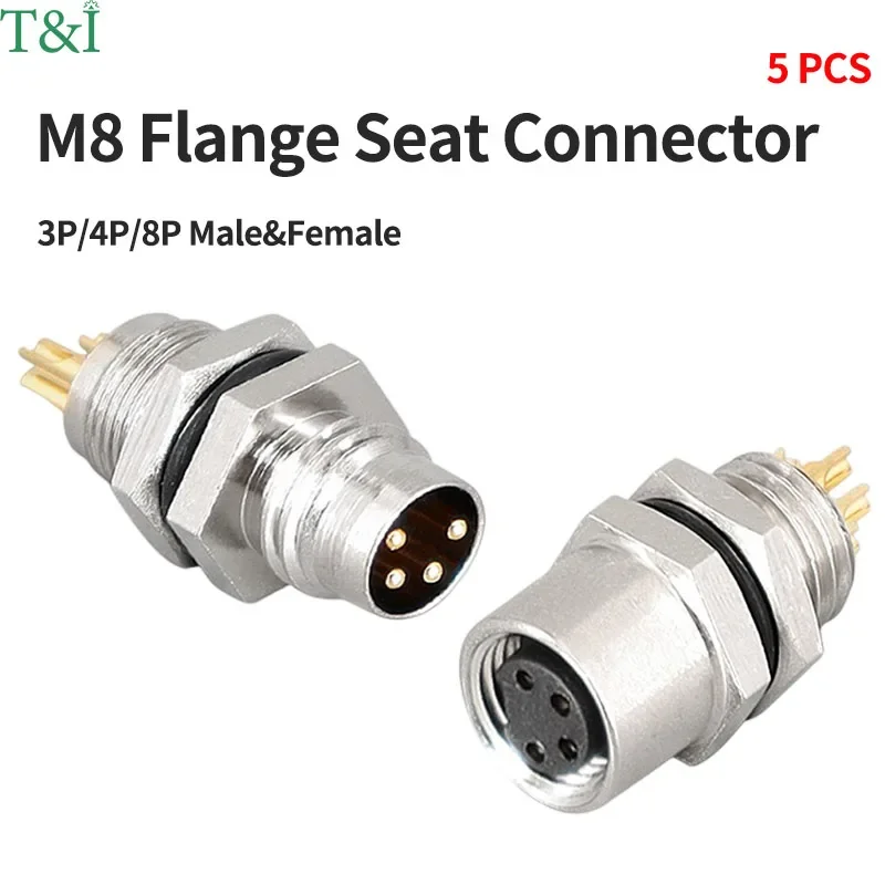5PCS M8 Flange Socket Plug 3/4/5/6/8 Pin Type Through Wall Panel Waterproof Aviation Sensor Cable Connector
5PCS M8 Flange Socket Plug 3/4/5/6/8 Pin Type Through Wall Panel Waterproof Aviation Sensor Cable Connector