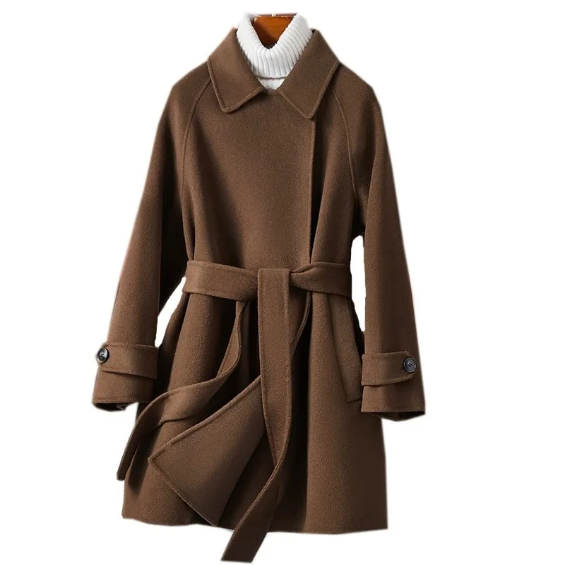 High End Double-sided Cashmere Coat for Women in Winter 2025 New Mid To Long Woolen Jacket with Belt
High End Double-sided Cashmere Coat for Women in Winter 2025 New Mid To Long Woolen Jacket with Belt