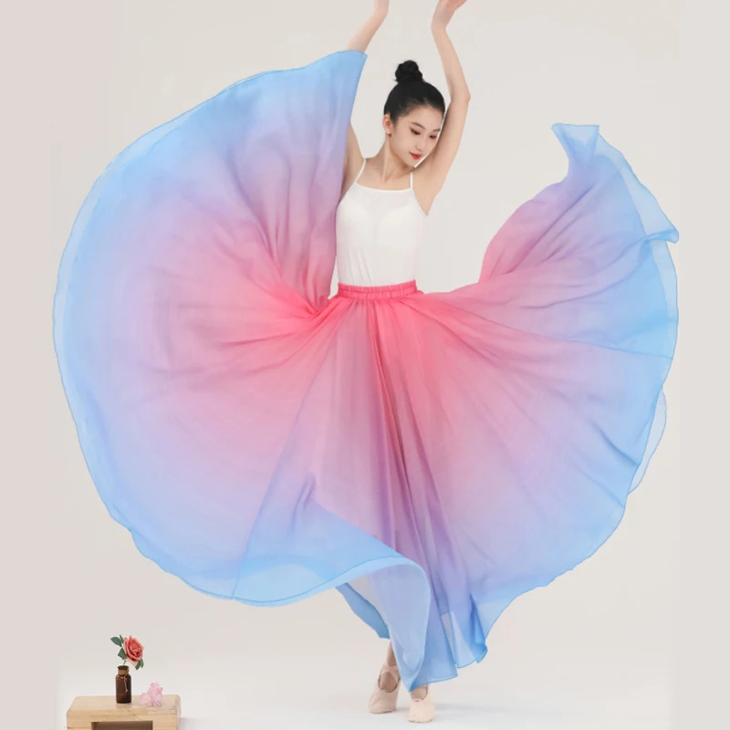 Women Classical Dance Costume 720Degree Gauze Gradient Dance Skirt Elegant Big Swing Skirt Flamenco Stage Performance Dress
Women Classical Dance Costume 720Degree Gauze Gradient Dance Skirt Elegant Big Swing Skirt Flamenco Stage Performance Dress