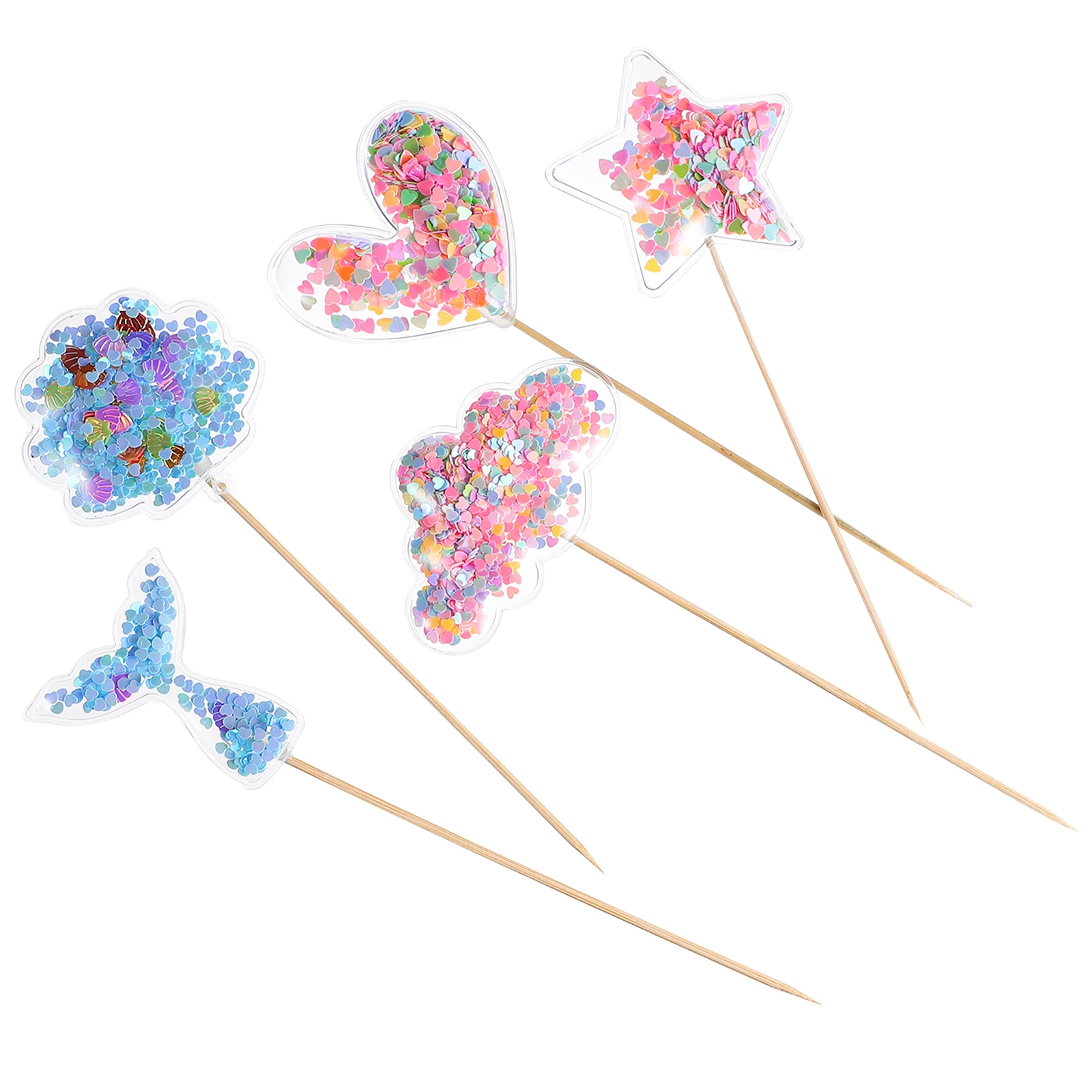 5pcs Cake Toppers Lovely Heart Star Mermaid Glitter Birthday Party Fruits Desserts Decoration Plastic nament Cake Decor
5pcs Cake Toppers Lovely Heart Star Mermaid Glitter Birthday Party Fruits Desserts Decoration Plastic nament Cake Decor