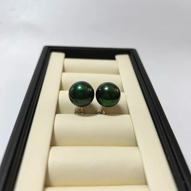 Natural 13-14mm Black Peacock Green Pearl Earrings, , Perfect Wedding Gift & Daily Wear Jewelry
Natural 13-14mm Black Peacock Green Pearl Earrings, , Perfect Wedding Gift & Daily Wear Jewelry