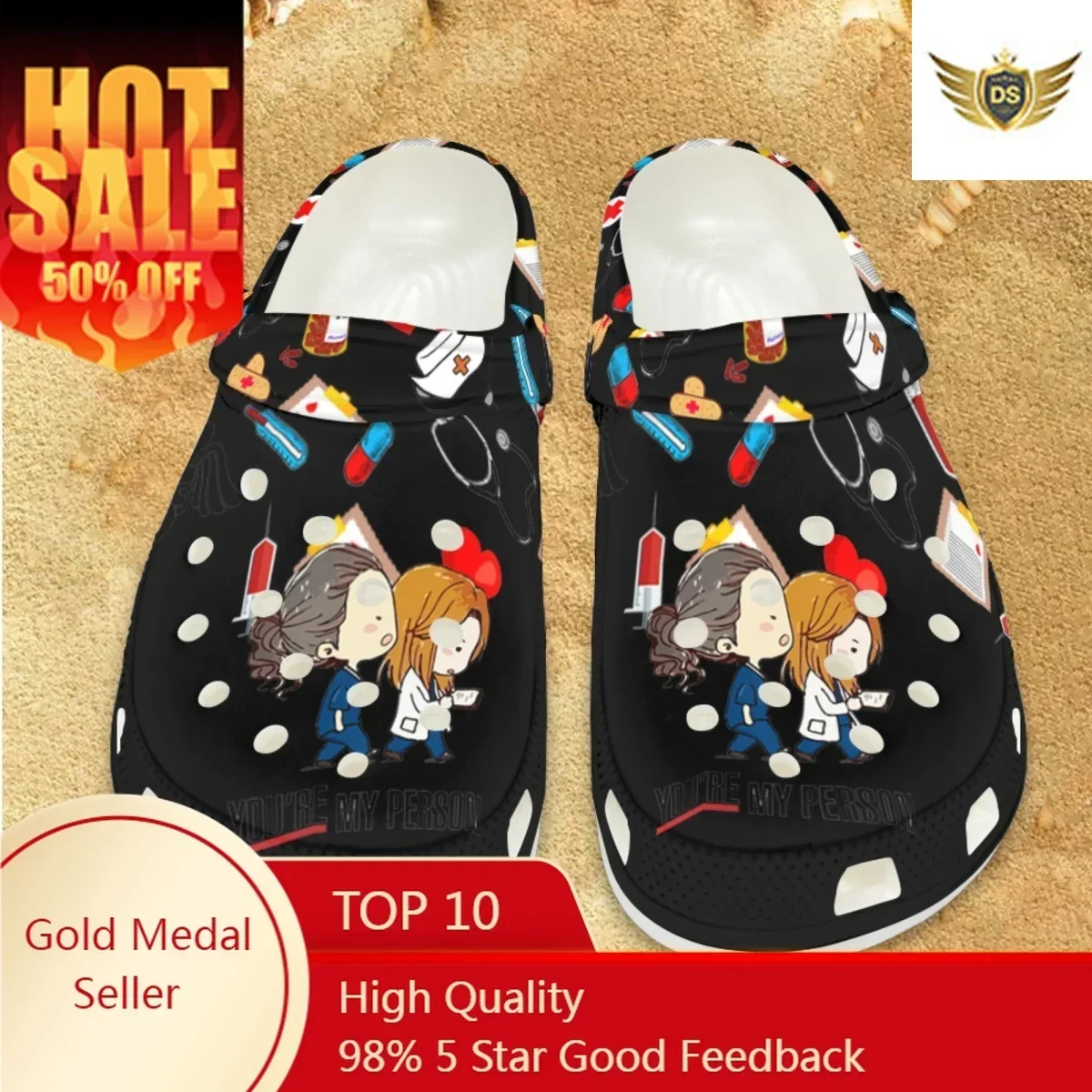 Fashion Summer Beach Slides Cartoon Doctor Nurse Print Lightweight Nursing Flats Shoes Breathable Women's Indoor Slippers
Fashion Summer Beach Slides Cartoon Doctor Nurse Print Lightweight Nursing Flats Shoes Breathable Women's Indoor Slippers