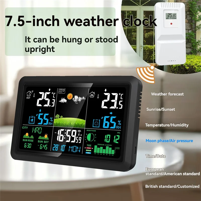 ABUI-Multifunction Tuya Weather Station Air Quality Temperature Humidity Meter Moon Phase Air Pressure Weather Clock
ABUI-Multifunction Tuya Weather Station Air Quality Temperature Humidity Meter Moon Phase Air Pressure Weather Clock