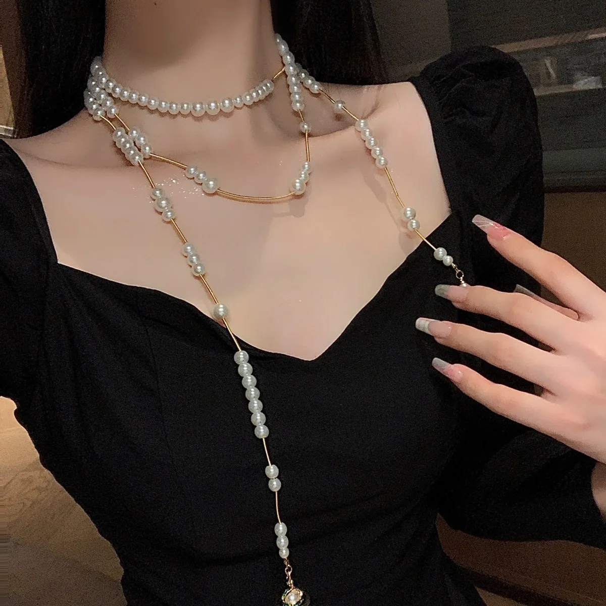 Necklace Broken Beads Pearl Multi-layer Tassel Saturn Necklace Female Asymmetrical Pearl Sweater Chain
Necklace Broken Beads Pearl Multi-layer Tassel Saturn Necklace Female Asymmetrical Pearl Sweater Chain