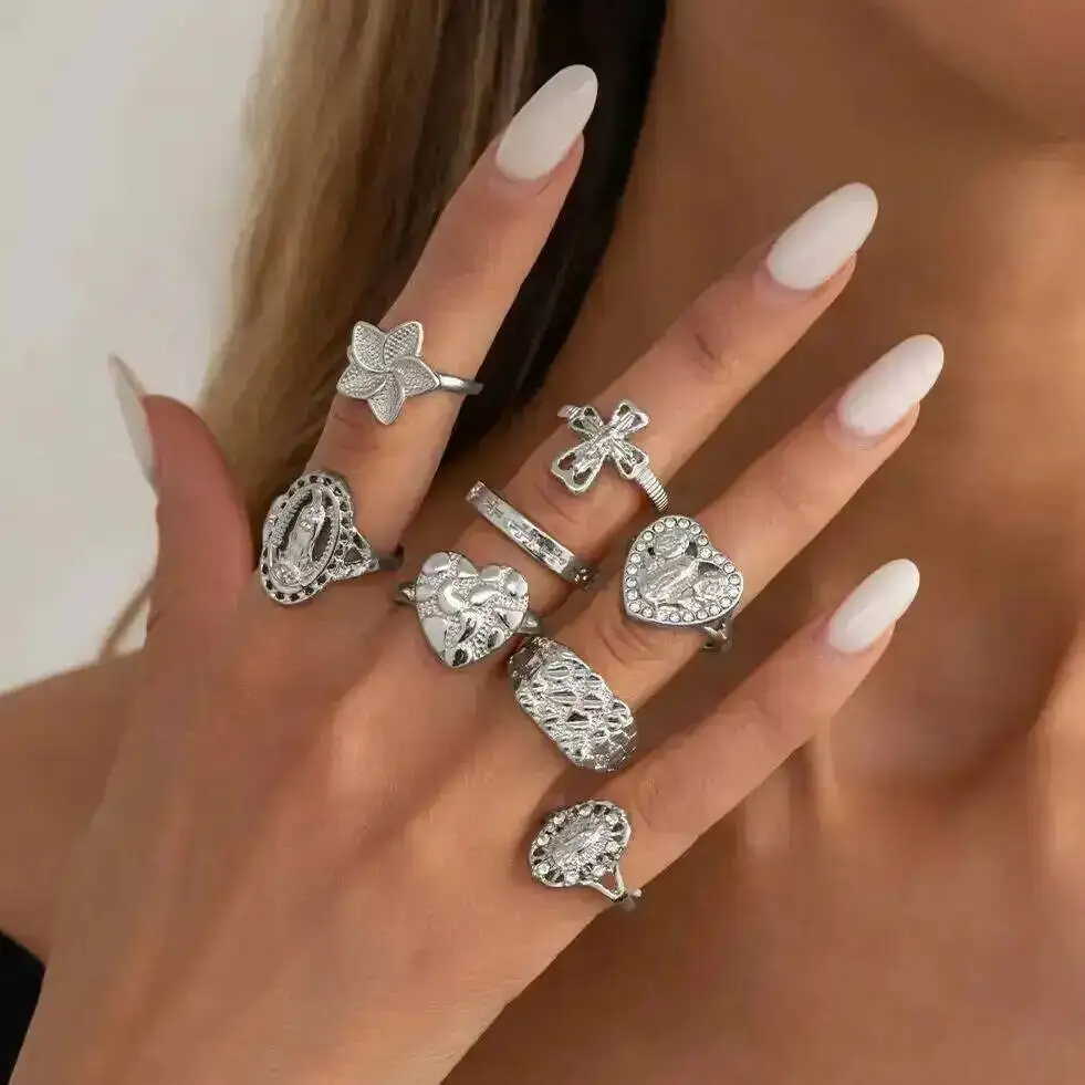 Ingemark 8Pcs/Set Retro Rhinestone Love Heart Flower Cross Open Ring Women Viking Style Hip Hop Adjustable Knuckle Ring Jewelry
Ingemark 8Pcs/Set Retro Rhinestone Love Heart Flower Cross Open Ring Women Viking Style Hip Hop Adjustable Knuckle Ring Jewelry