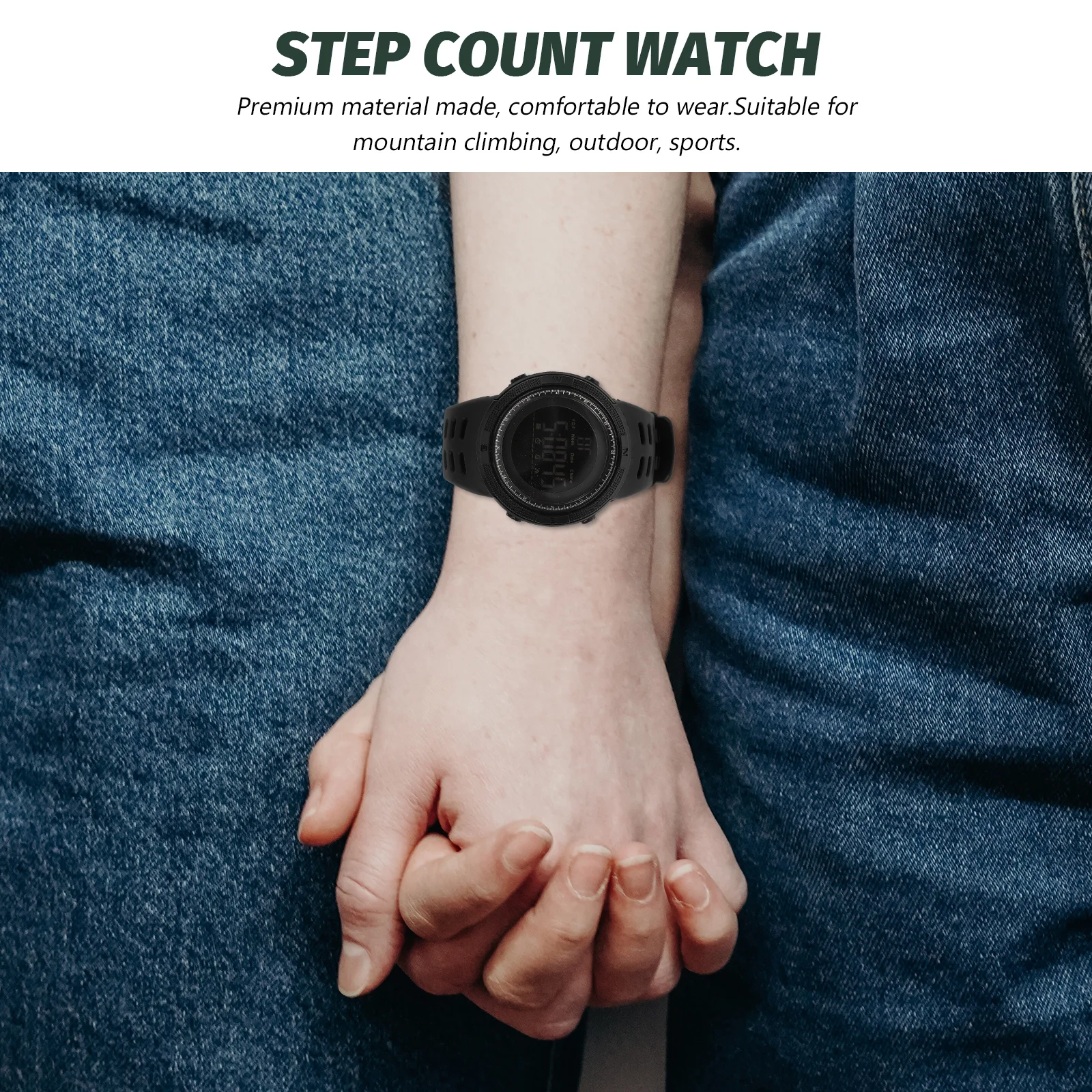 Step Count Watch Outdoor Timing WR50M Waterproof Fitness Large Screen Mountain Climbing Sport Night Light Alarm Calendar Week
Step Count Watch Outdoor Timing WR50M Waterproof Fitness Large Screen Mountain Climbing Sport Night Light Alarm Calendar Week