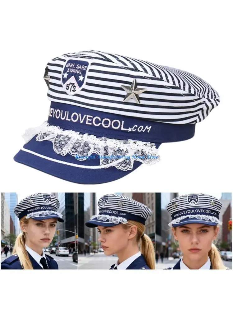 E56A Lace Blue White Stripe Polyester Hat For Stage Costume Parties
E56A Lace Blue White Stripe Polyester Hat For Stage Costume Parties