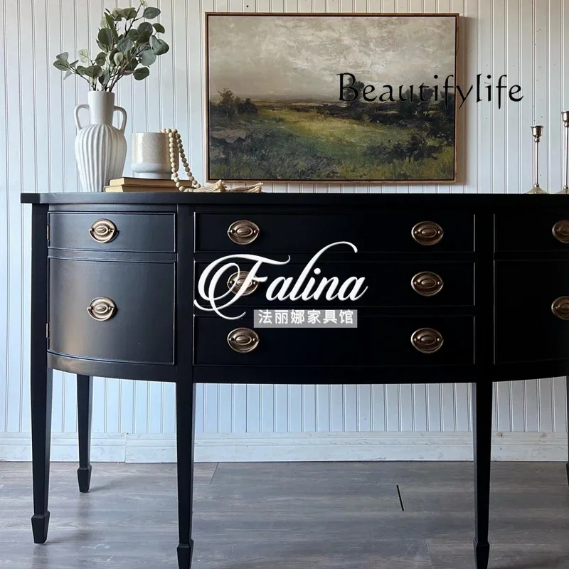 u W French Black Living Room Solid Wood Porch Cabinet Against The Wall Semi-circular Arc Decorative Cabinet Foyer Cabinet
u W French Black Living Room Solid Wood Porch Cabinet Against The Wall Semi-circular Arc Decorative Cabinet Foyer Cabinet