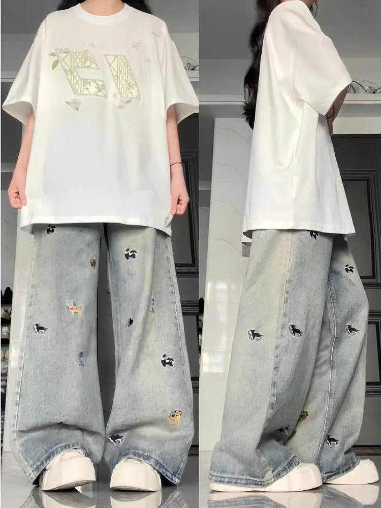 Light Blue Loose Wide Leg Jeans Women's High Waist Straight Casual Denim Pants Spring Autumn Slimming Drapey Floor-Length
Light Blue Loose Wide Leg Jeans Women's High Waist Straight Casual Denim Pants Spring Autumn Slimming Drapey Floor-Length