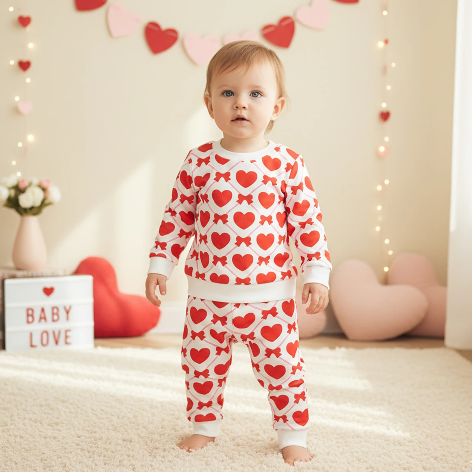 SUNSIOM комплект одежды для маленьких девочек, модный пуловер с длинными рукавами и штанами с принтом сердца, комплект из 2 предметов на День святого Валентина
SUNSIOM комплект одежды для маленьких девочек, модный пуловер с длинными рукавами и штанами с принтом сердца, комплект из 2 предметов на День святого Валентина