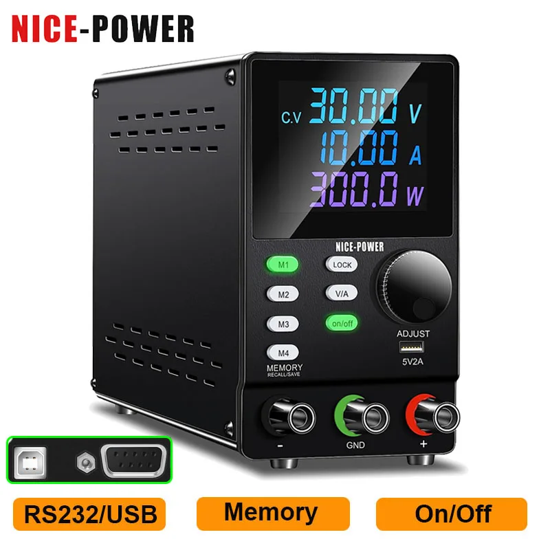 RS-232 Programmable DC Power Supply Precision Encoder Adjustable 30V 10A 300V Lab Switching Power Supply Memory Storage Function
RS-232 Programmable DC Power Supply Precision Encoder Adjustable 30V 10A 300V Lab Switching Power Supply Memory Storage Function
