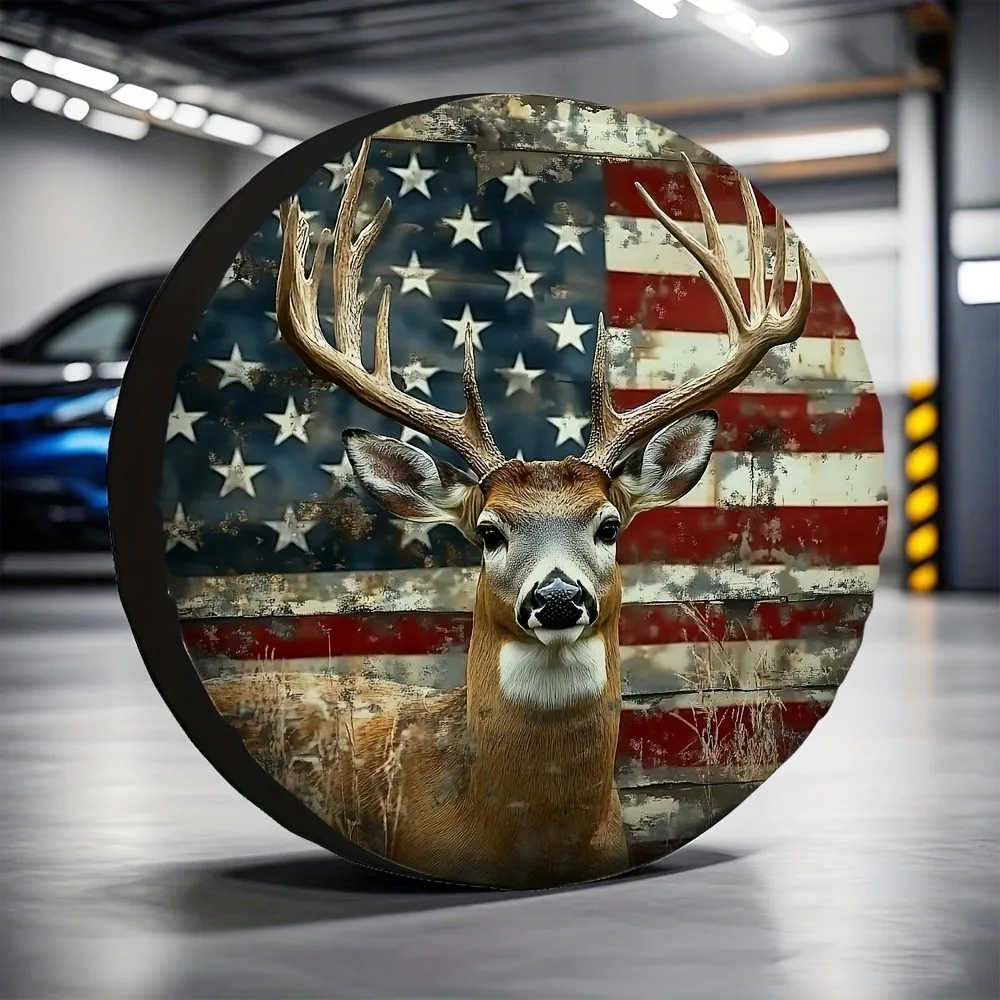 Buck Deer American Flag Spare Tire Cover Weather Resistant Polyester Protector for RV
Buck Deer American Flag Spare Tire Cover Weather Resistant Polyester Protector for RV
