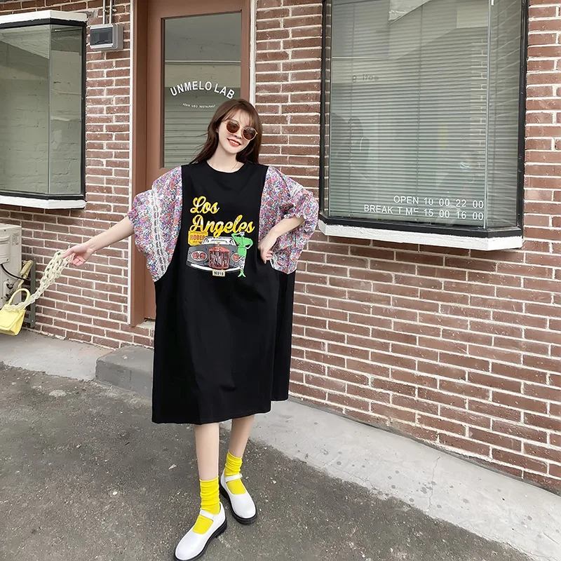 New Summer Korea Loose Woman Dress Vestidos Robe Elbise Fashion Patchwork Printing Knee-length Long Dresses
New Summer Korea Loose Woman Dress Vestidos Robe Elbise Fashion Patchwork Printing Knee-length Long Dresses