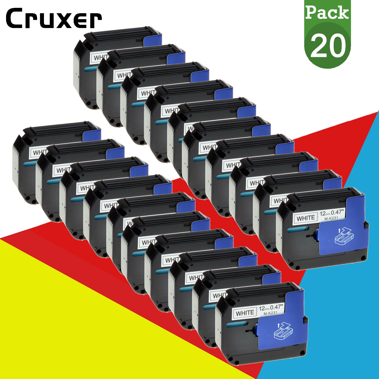 10/20PK Compatible for Brother M-K231 MK221 M-231 Label Tape 9/12mm Black on White Tapes for PT-45M PT-90 PT-70BM PT-70 PT-M95
10/20PK Compatible for Brother M-K231 MK221 M-231 Label Tape 9/12mm Black on White Tapes for PT-45M PT-90 PT-70BM PT-70 PT-M95