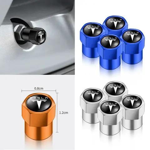4pcs Metal Car Badges Wheel Tire Valve Caps Auto Accessories For Tesla MODEL S X 3 Y 2017 2018 2019 2020 2021 2022 2023 Roadster