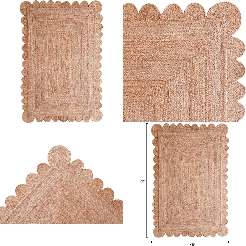 Natural Jute Scallop Pattern Bohemian Rug, 4 Feet by 6 Feet
Natural Jute Scallop Pattern Bohemian Rug, 4 Feet by 6 Feet