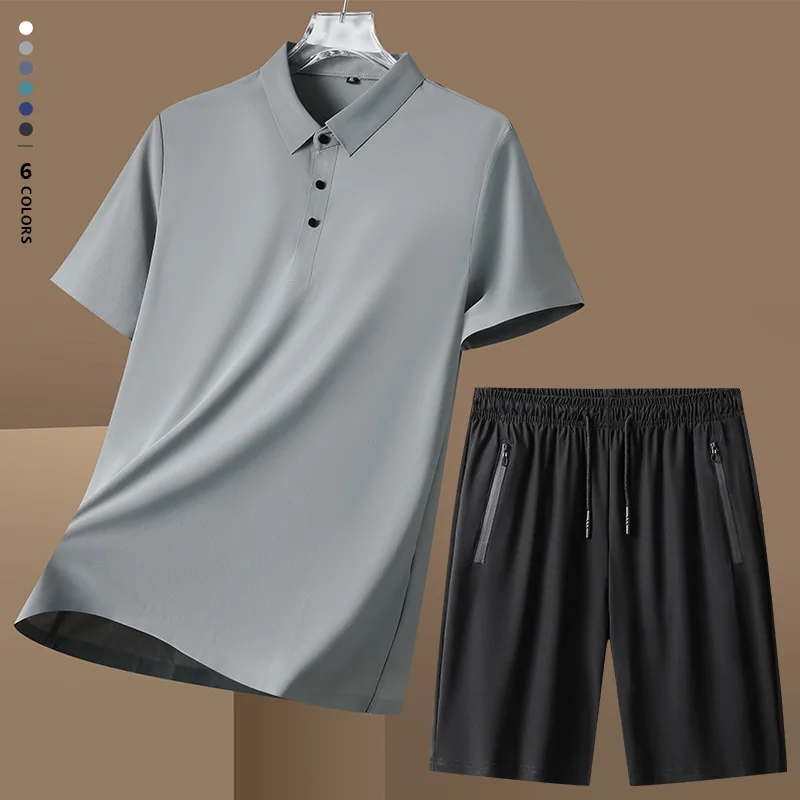 Summer High Stretch Suit Polot Shirt Shorts Man Sweatpants Jogging Casual Sports Short Sleeved Beach Pants Set Male Plus Size
Summer High Stretch Suit Polot Shirt Shorts Man Sweatpants Jogging Casual Sports Short Sleeved Beach Pants Set Male Plus Size