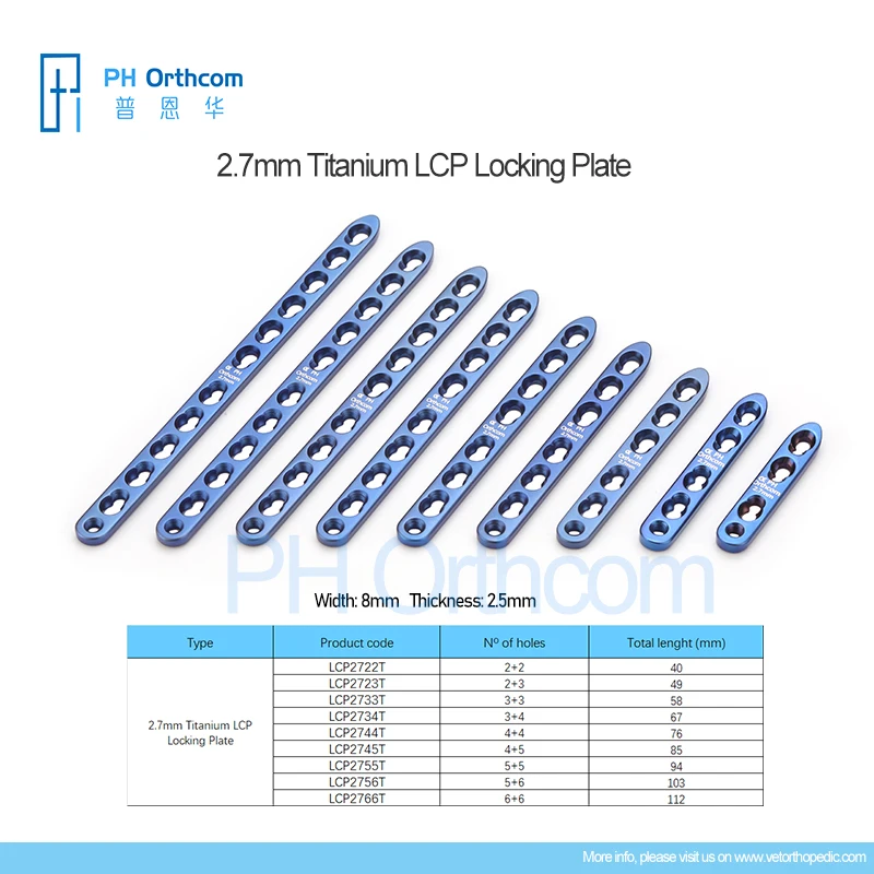 2.7mm Titanium Straight Locking Plate LCP Plates Pets Orthopaedic Surgical Solution Veterinaria Ortopedia Cats and Dogs
2.7mm Titanium Straight Locking Plate LCP Plates Pets Orthopaedic Surgical Solution Veterinaria Ortopedia Cats and Dogs