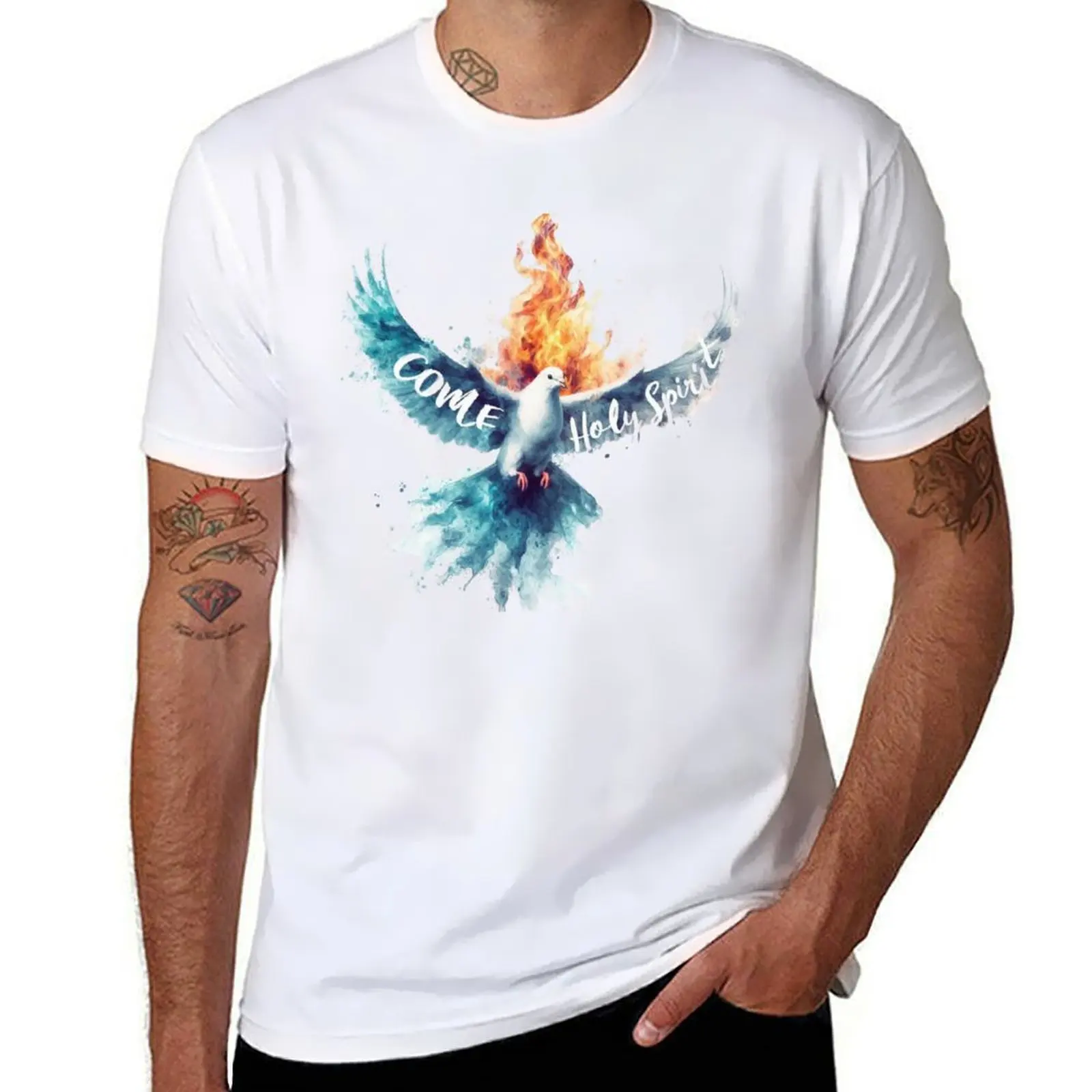 Come Holy Spirit, Dove, Fire and Water Art T-Shirt cotton t shirt man man tshirt t shirts for man graphic tees T-shirt
Come Holy Spirit, Dove, Fire and Water Art T-Shirt cotton t shirt man man tshirt t shirts for man graphic tees T-shirt