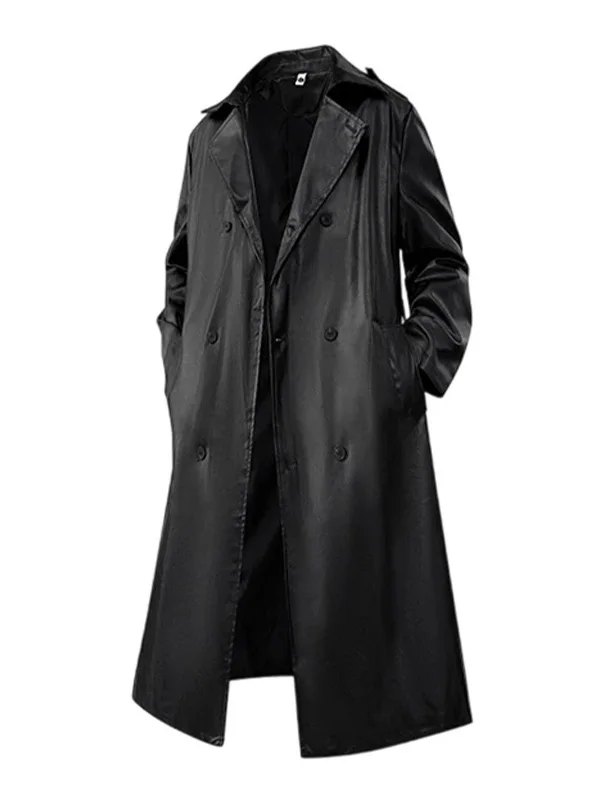 Американское ультрадлинное мужское кожаное пальто выше колена, ветрозащитное, с отложным воротником, на пуговицах, осеннее, длинное пальто
Американское ультрадлинное мужское кожаное пальто выше колена, ветрозащитное, с отложным воротником, на пуговицах, осеннее, длинное пальто