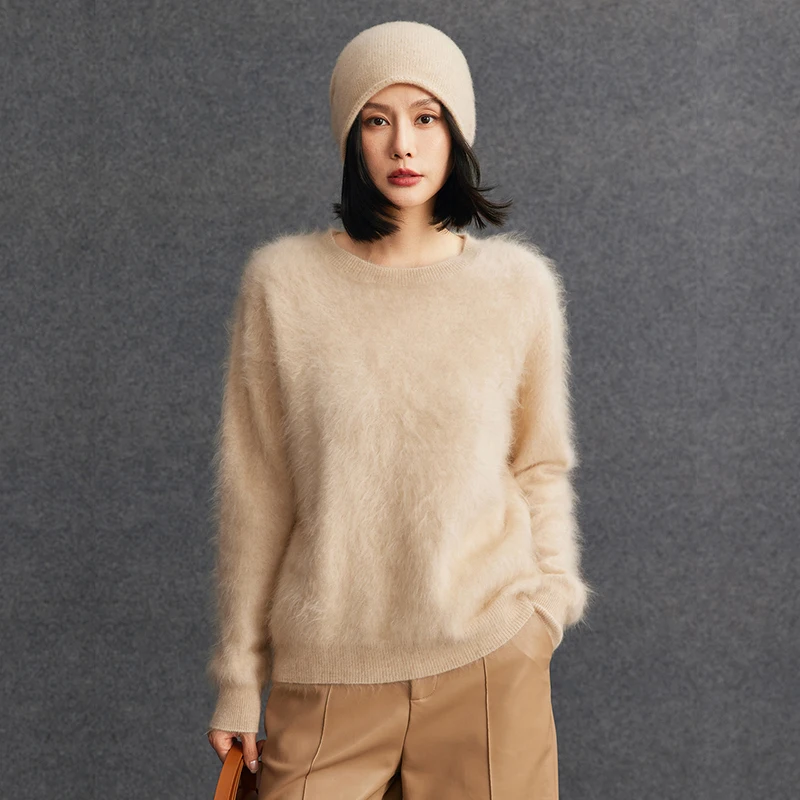 Women 100% Cashmere Brushed Sweater Round Collar Pullover Autumn Winter Cashmere Knitted Soft Warm Clothing Luxury Knitwear Tops
Women 100% Cashmere Brushed Sweater Round Collar Pullover Autumn Winter Cashmere Knitted Soft Warm Clothing Luxury Knitwear Tops