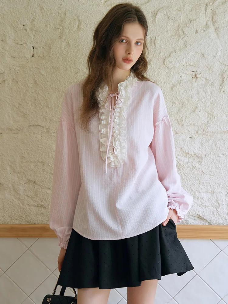 Early Autumn Women's Loose Long Sleeve Striped Shirt Floral Lace Collar Lantern Sleeve Pink Checkered Top French Style Polyester
Early Autumn Women's Loose Long Sleeve Striped Shirt Floral Lace Collar Lantern Sleeve Pink Checkered Top French Style Polyester