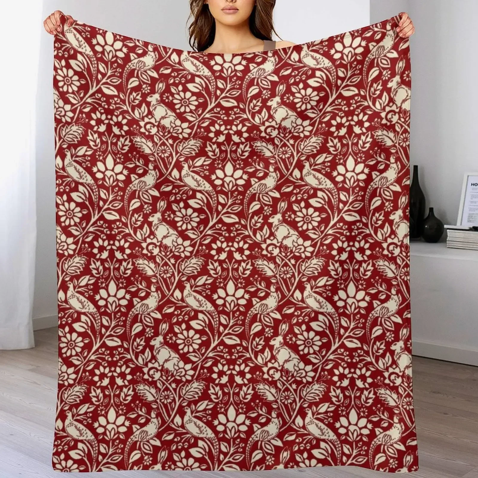 Pheasant and Hare Pattern, Deep Red and Cream Throw Blanket Decorative Sofas Soft Plush Plaid bed plaid Blankets
Pheasant and Hare Pattern, Deep Red and Cream Throw Blanket Decorative Sofas Soft Plush Plaid bed plaid Blankets