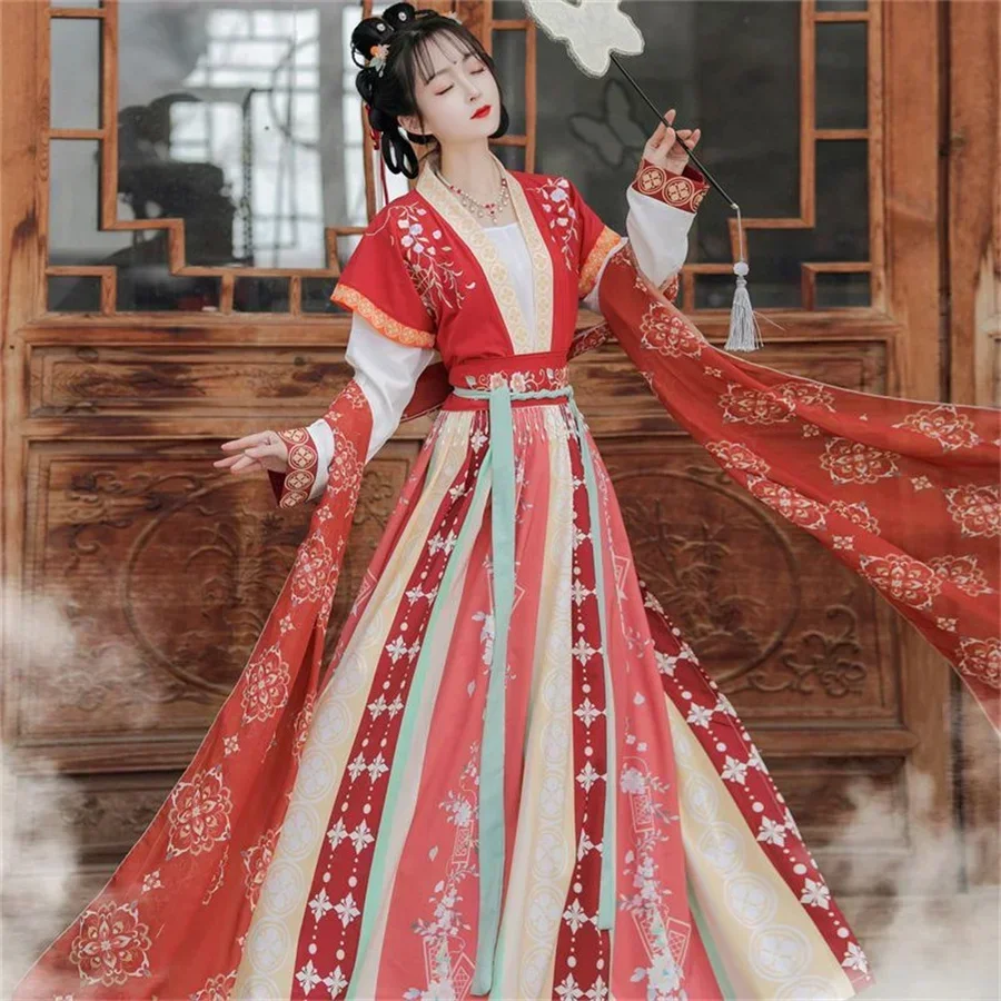 Vestido Hanfu tradicional chino antiguo para mujer, traje de Baile Folclórico Retro, conjuntos de dinastía de canciones, bordado
Vestido Hanfu tradicional chino antiguo para mujer, traje de Baile Folclórico Retro, conjuntos de dinastía de canciones, bordado