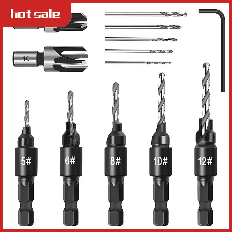 ABRM-Countersink Drill Bit Set, Woodworking Chamfer Adjustable Countersink Tools On Counter Sink Holes With 1/4Inch Hex Shank
ABRM-Countersink Drill Bit Set, Woodworking Chamfer Adjustable Countersink Tools On Counter Sink Holes With 1/4Inch Hex Shank