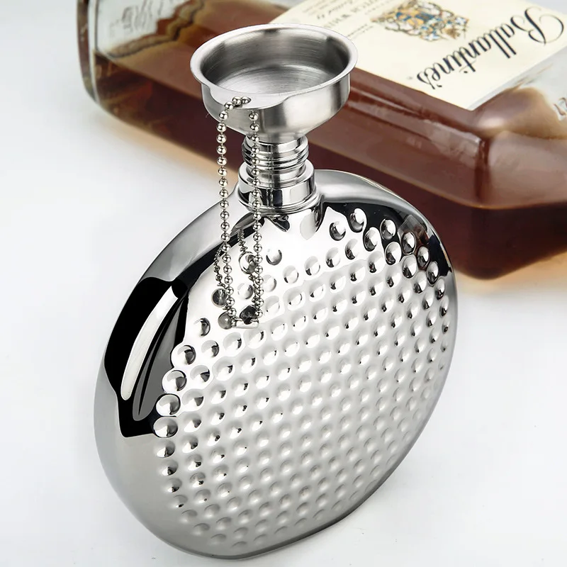 6 Ounce 170ml Concave Pit Round Shape Food Grade 304 Stainless Steel Hip Flask Alcohol Whiskey Liquor Flask Set with Gift Boxes
6 Ounce 170ml Concave Pit Round Shape Food Grade 304 Stainless Steel Hip Flask Alcohol Whiskey Liquor Flask Set with Gift Boxes