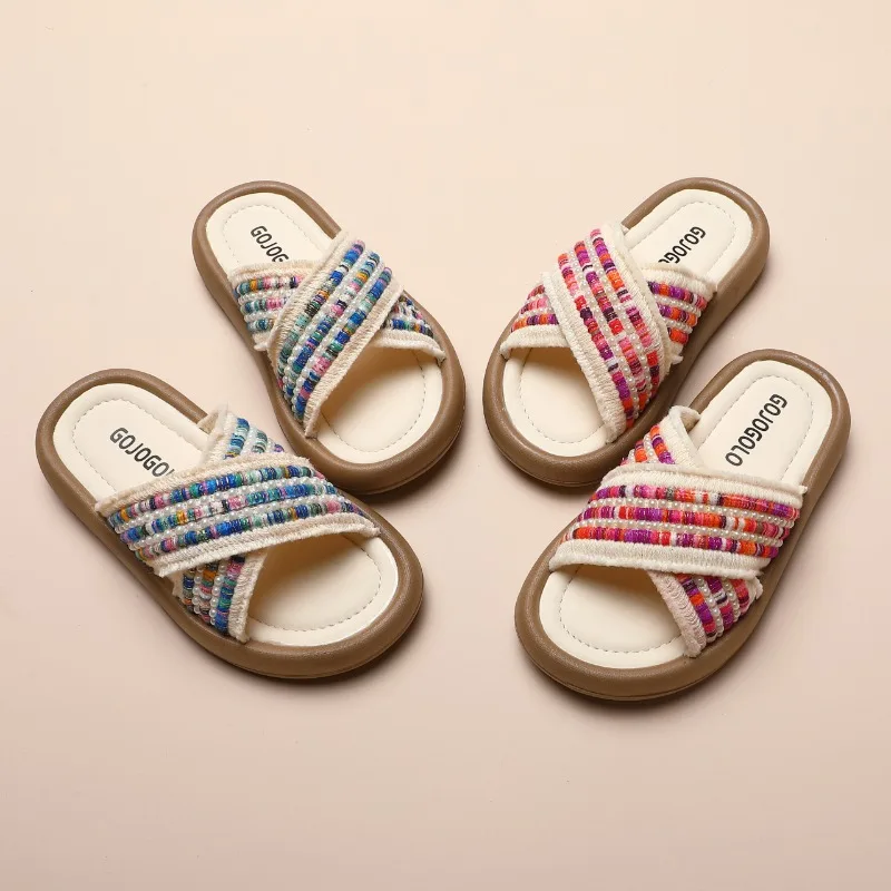 Girl Woven Slippers Soft-soled Outdoor Walking Shoe Child Summer Children's Retro Ethnic Style Princess Beach Shoes Slide 26-37
Girl Woven Slippers Soft-soled Outdoor Walking Shoe Child Summer Children's Retro Ethnic Style Princess Beach Shoes Slide 26-37
