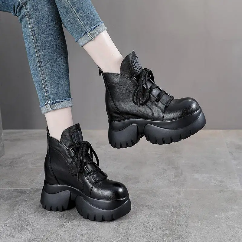 British Style Boots Thick Bottom Heightening Platform Soft Leather round Toe Zipper Closure Summer Fashion Boots
British Style Boots Thick Bottom Heightening Platform Soft Leather round Toe Zipper Closure Summer Fashion Boots