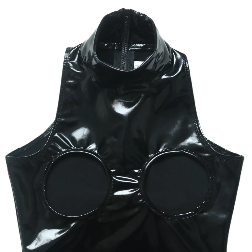 Shiny Leather Bodysuit Womens Latex Lingerie Open Cup High Cut PU Dance Wear Leotard T-Crotch Open Halter Neck Backless Tights
Shiny Leather Bodysuit Womens Latex Lingerie Open Cup High Cut PU Dance Wear Leotard T-Crotch Open Halter Neck Backless Tights