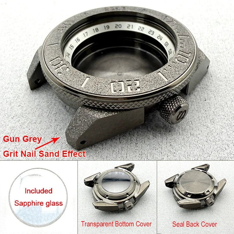 Gun Grey Grit Nail Sand Effect 45mm Mod SRPF Samurai Series Watch Case Fits NH35 4R Movement 20ATM Waterproof Watch Cases Custom
Gun Grey Grit Nail Sand Effect 45mm Mod SRPF Samurai Series Watch Case Fits NH35 4R Movement 20ATM Waterproof Watch Cases Custom