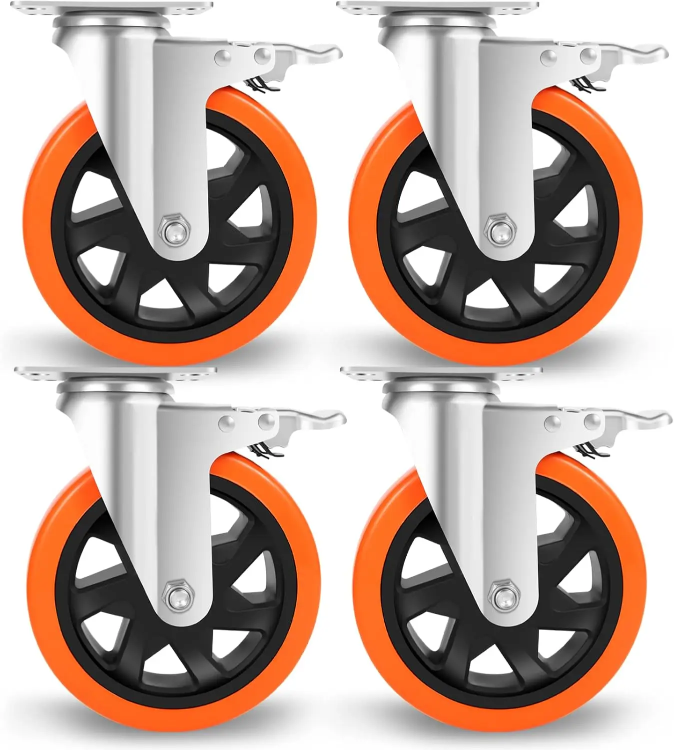 WEIBIDA 6 inch Caster Wheels with Dual Locking, Casters Set of 4 Heavy Duty of 2400lbs, Premium Polyurethane No Noise Whee
WEIBIDA 6 inch Caster Wheels with Dual Locking, Casters Set of 4 Heavy Duty of 2400lbs, Premium Polyurethane No Noise Whee