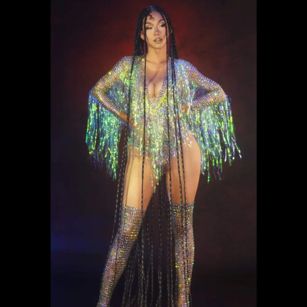 Shining Women Rhinestones Jumpsuits Sequins Tassel Sexy Leotard Nightclub DJ Bar Prom Bodysuits Stage Singer Drag Queen Costumes
Shining Women Rhinestones Jumpsuits Sequins Tassel Sexy Leotard Nightclub DJ Bar Prom Bodysuits Stage Singer Drag Queen Costumes