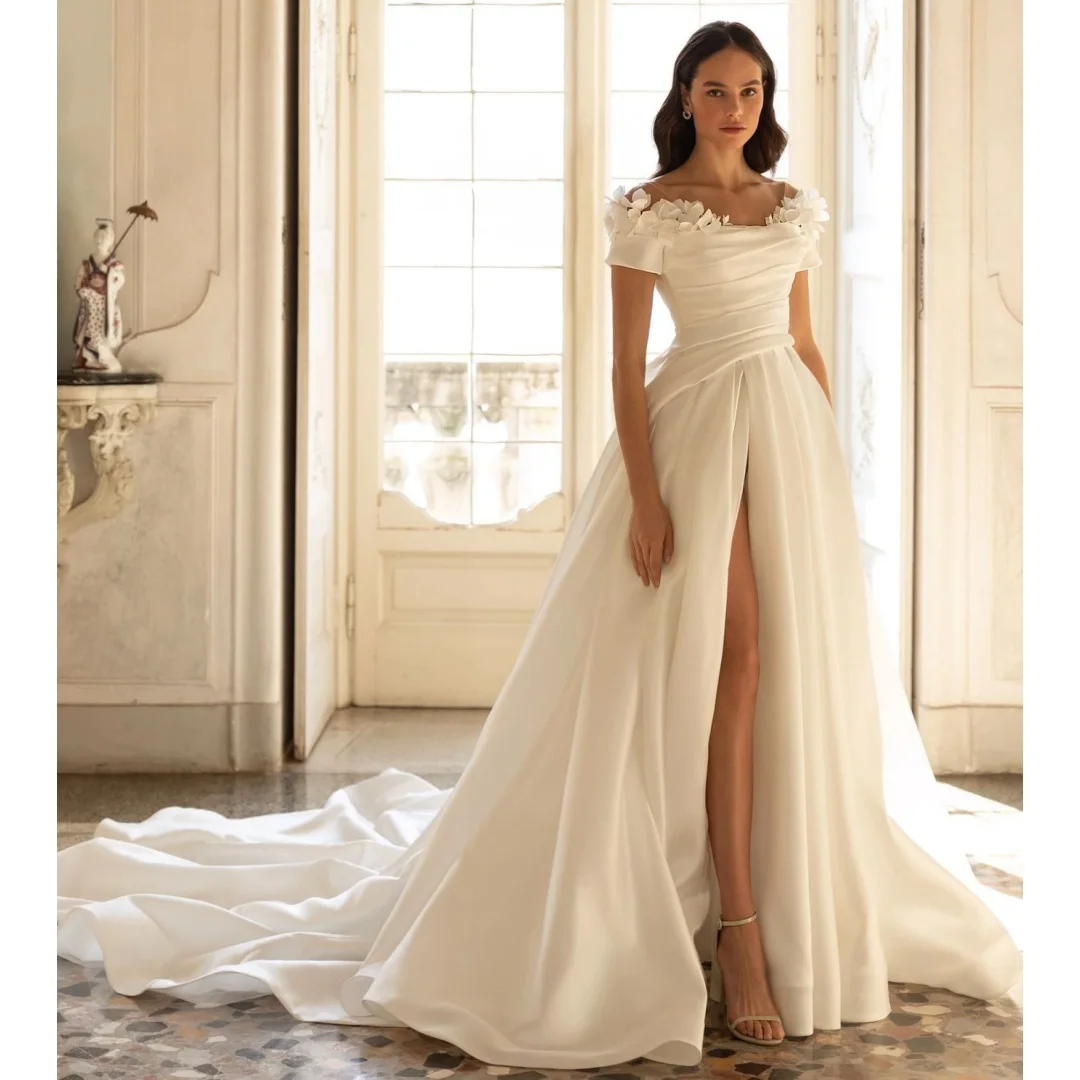Elegant Floral Wedding Dresses for Brides Short Sleeves Vintage vestidos de novia Satin Evening Dress Customized robe de mariée
Elegant Floral Wedding Dresses for Brides Short Sleeves Vintage vestidos de novia Satin Evening Dress Customized robe de mariée