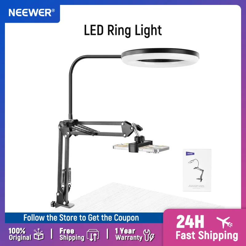 NEEWER Entry Level Version N41 8" LED Ring Light with Desk Clamp Stand/Remote,Overhead Phone Mount Holder Compatible with iPhone
NEEWER Entry Level Version N41 8" LED Ring Light with Desk Clamp Stand/Remote,Overhead Phone Mount Holder Compatible with iPhone
