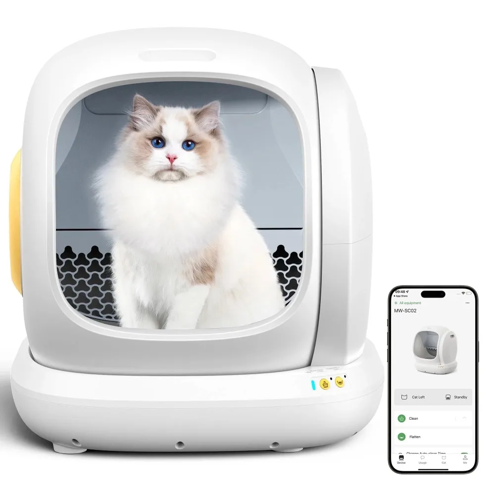 Smart Automatic Self-Cleaning Cat Litter Box, APP Control/Integrated Safety Protection, White
Smart Automatic Self-Cleaning Cat Litter Box, APP Control/Integrated Safety Protection, White