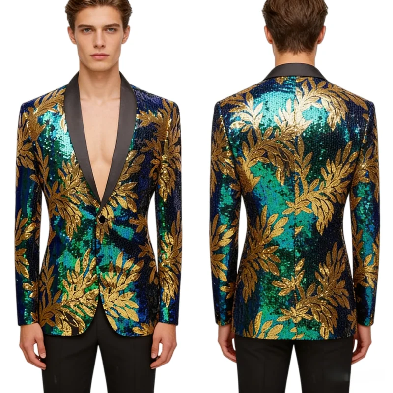 Stylish Men's Shiny Sequins Floral Suit Jackets Prom Evening Banquet Blazers Tuxedo Male Singer Host Stage Performance Suit Coat
Stylish Men's Shiny Sequins Floral Suit Jackets Prom Evening Banquet Blazers Tuxedo Male Singer Host Stage Performance Suit Coat