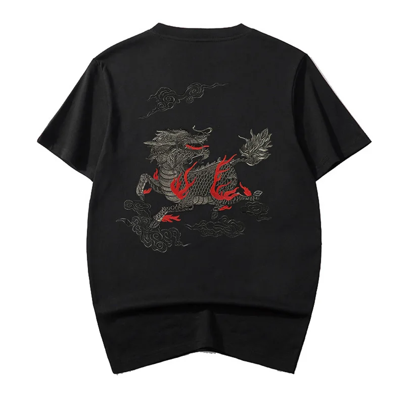 Dark Line Kirin Embroidery Short Sleeve T-Shirt Men Round Neck Cotton Breathable Top Tee For Men Black Hiphop Clothing
Dark Line Kirin Embroidery Short Sleeve T-Shirt Men Round Neck Cotton Breathable Top Tee For Men Black Hiphop Clothing