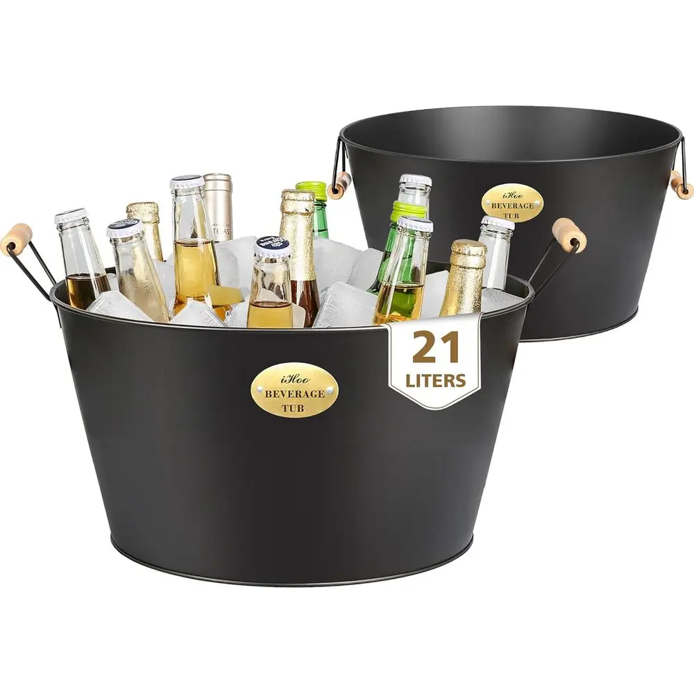 2-Pack 21L Large Galvanized Ice Buckets with Wooden Handles for Beverages, Parties, and Outdoor Events - Black
2-Pack 21L Large Galvanized Ice Buckets with Wooden Handles for Beverages, Parties, and Outdoor Events - Black