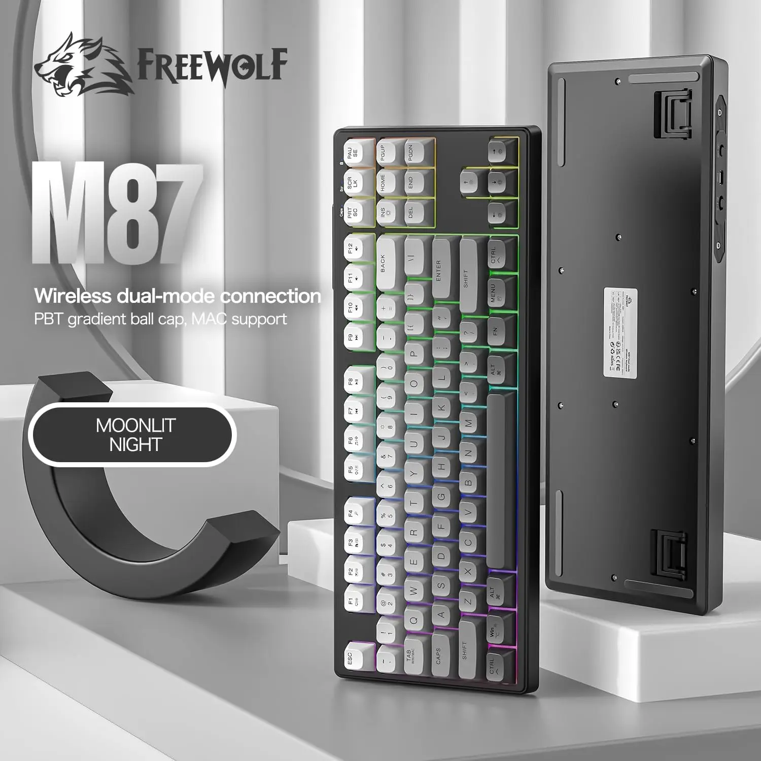 MAMBASNAKE x FREEWOLF M87 75% Беспроводная мембранная клавиатура Бесшумная радужная подсветка Bluetooth/2,4 ГГц PBT градиентные колпачки для клавиш
MAMBASNAKE x FREEWOLF M87 75% Беспроводная мембранная клавиатура Бесшумная радужная подсветка Bluetooth/2,4 ГГц PBT градиентные колпачки для клавиш