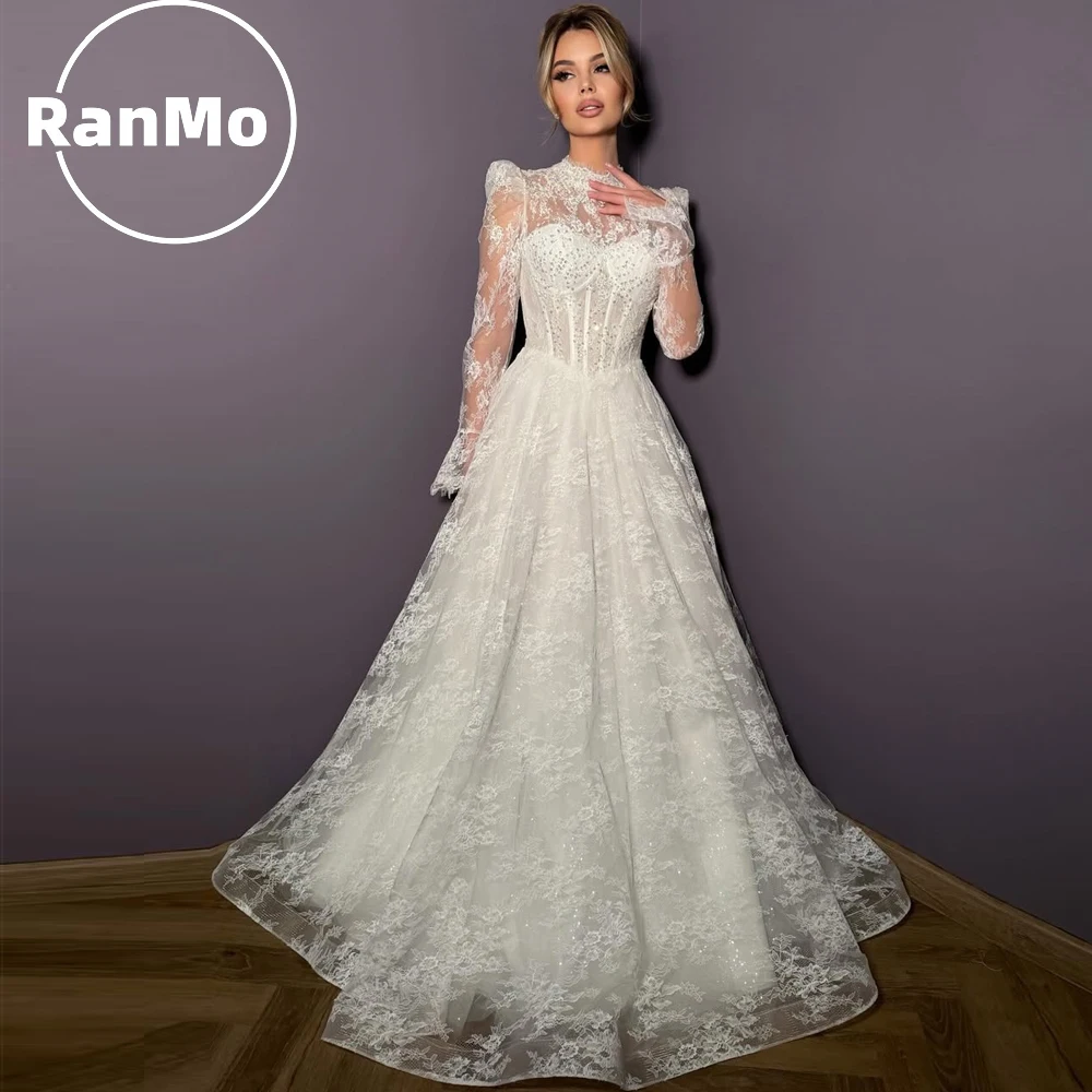 Ranmo 2026 White Sparkly Wedding Dress O-Neck A-Line Full Sleeve Beading Lace vestidos de novia Luxury Bridal Gown Customised
Ranmo 2026 White Sparkly Wedding Dress O-Neck A-Line Full Sleeve Beading Lace vestidos de novia Luxury Bridal Gown Customised