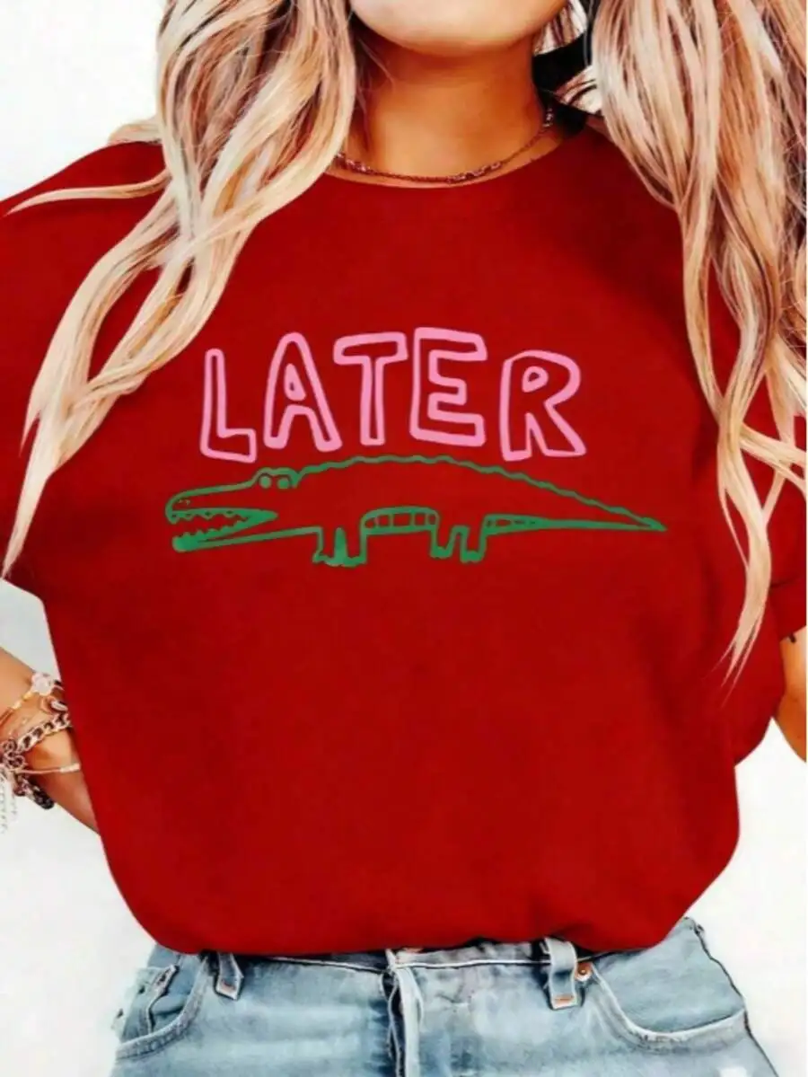 Womens Funny Later Gator Graphic T-Shirt Red Cotton Round Neck Casual Top
Womens Funny Later Gator Graphic T-Shirt Red Cotton Round Neck Casual Top